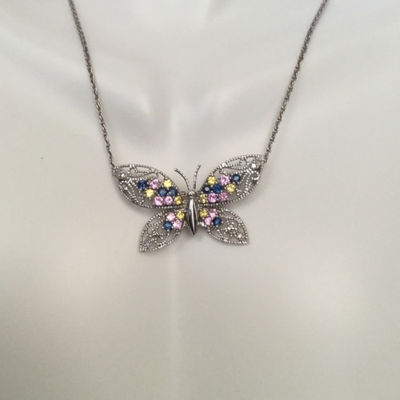 10k, SAPPHIRE BUTTERFLY PENDENT - Picture 4 of 5